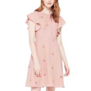 New KATE SPADE Floral Eyelet Crepe Short Flutter Sleeve Dress Blush Pink Sz 8